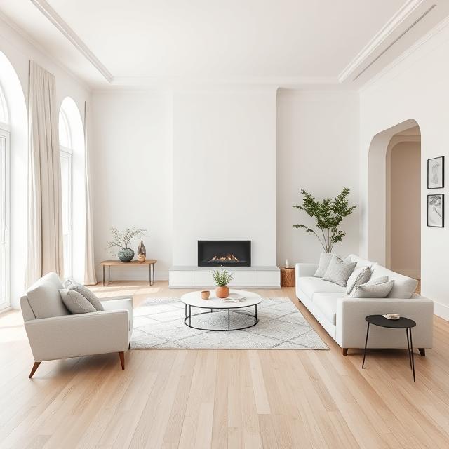 A living room with white walls and light parquet flooring – the effect of visually enlarging the interior