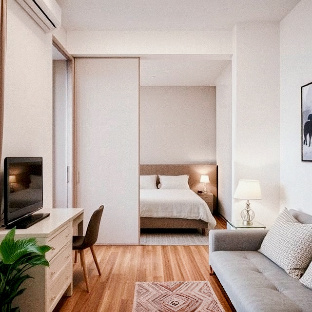 Kawalerka z wydzieloną sypialnią za ścianką